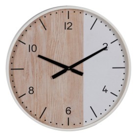 Wall Clock White Natural Wood 60 x 60 x 5,5 cm by BigBuy Home, Wall Clocks - Ref: S8805243, Price: 64,52 €, Discount: %