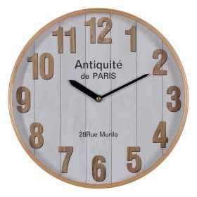 Orologio da Parete Bianco Naturale Legno Cristallo 32 x 32 x 4,5 cm di BigBuy Home, Orologi da parete - Rif: S8805244, Prezzo...