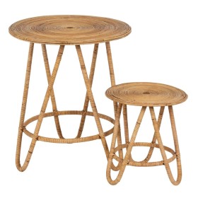 Jeu de 2 tables Beige Rotin 60 x 60 x 39 cm (2 Unités) de BigBuy Home, Tables - Réf : S8805255, Prix : 197,53 €, Remise : %