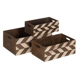 Set dekorativer Karten Braun natürlich Paulonia-Holz 44 x 31 x 18 cm (3 Stücke) von BigBuy Home, Boxen & Kästen - Ref: S88053...