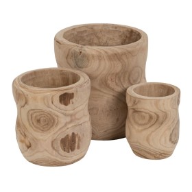 Conjunto de vasos Natural Madeira de paulónia 44 x 44 x 46 cm (3 Unidades) de BigBuy Garden, Vasos - Ref: S8805673, Preço: 20...