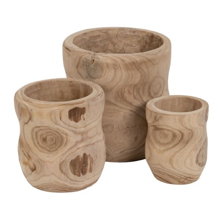 Set de Maceteros Natural Madera de Paulonia 44 x 44 x 46 cm (3 Unidades) | Tienda24 - Global Online Shop Tienda24.eu