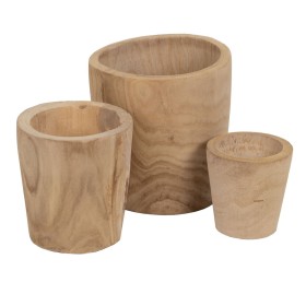 Set de pots de fleurs Naturel Bois de paulownia 32 x 32 x 32 cm (3 Unités) de BigBuy Garden, Cache-pots - Réf : S8805674, Pri...