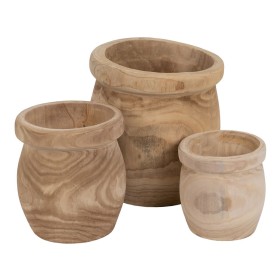 Set of Planters Natural Paolownia wood 43 x 43 x 44 cm (3 Units) by BigBuy Garden, Cachepots - Ref: S8805676, Price: 189,32 €...