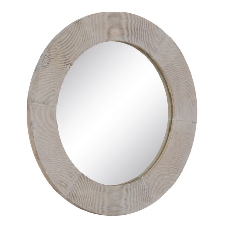 Wall mirror White Natural Crystal Mango wood MDF Wood Vertical Circular 61 x 2,5 x 61 cm | Tienda24 - Global Online Shop Tienda24.eu