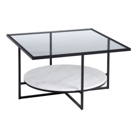 Mesa de Centro Branco Preto Cristal Mármore Ferro 80 x 80 x 46,5 cm de BigBuy Home, Jogos de móveis - Ref: S8805811, Preço: 1...