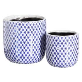 Set de pots de fleurs Bleu Terre cuite 19 x 19 x 17 cm Rond (2 Unités) de BigBuy Garden, Cache-pots - Réf : S8805847, Prix : ...