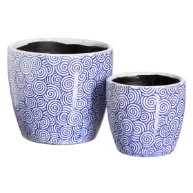 Set of Planters Blue Terracotta 19 x 19 x 17 cm Circular (2 Units) by BigBuy Garden, Cachepots - Ref: S8805858, Price: 15,42 ...