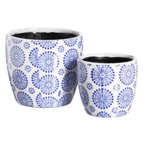 Set of Planters Blue Terracotta 19 x 19 x 17 cm Circular (2 Units) by BigBuy Garden, Cachepots - Ref: S8805859, Price: 15,46 ...