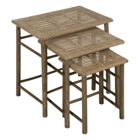 Mesa de apoio Natural Bambu 57 x 38 x 55 cm 45 x 32 x 47 cm 34 x 26 x 40 cm 3 Peças (3 Unidades) de BigBuy Home, Jogos de móv...