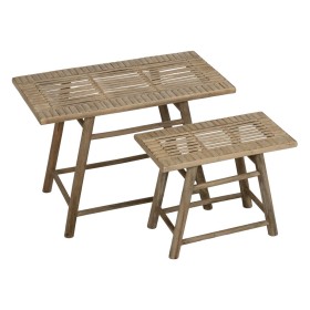 Mesa de apoio Natural Bambu 60 x 32 x 41 cm 42 x 21,5 x 32 cm 2 Peças (2 Unidades) de BigBuy Home, Jogos de móveis - Ref: S88...