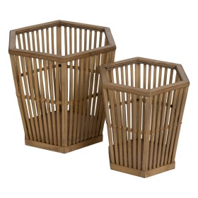 Set de pots de fleurs Naturel Bambou 39 x 34,5 x 35 cm (2 Unités) de BigBuy Garden, Cache-pots - Réf : S8806396, Prix : 59,54...