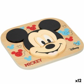 Puzzle di Legno per Bambini Disney Mickey Mouse + 12 Mesi 6 Pezzi (12 Unità) di Disney, Puzzle inseribili e puzzle - Rif: S89...