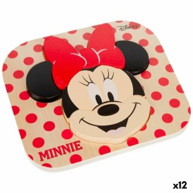 Puzzle Infantil de Madeira Disney Minnie Mouse + 12 Meses 6 Peças (12 Unidades) de Disney, Puzzles de encaixar e quebra-cabeç...