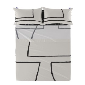 Jeu de draps Alexandra House Living Cloe Gris Gran lit 2 persones 4 Pièces | Tienda24 Tienda24.eu