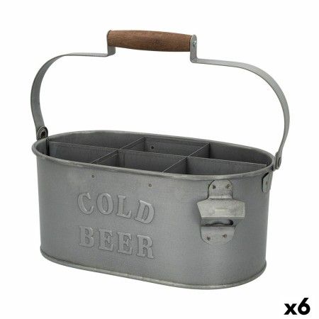 Decorative basket Aktive Galvanised Steel 35,5 x 16 x 19,5 cm Bottle rack (6 Units) | Tienda24 - Global Online Shop Tienda24.eu