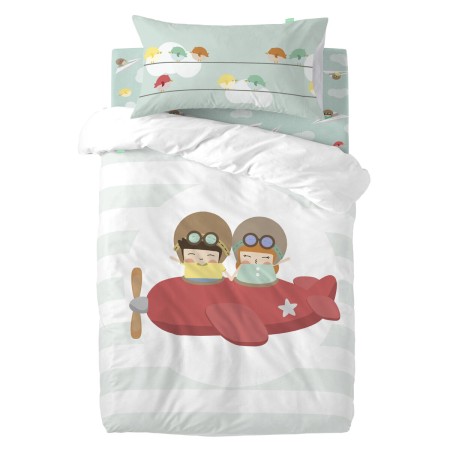 Duvet cover set HappyFriday Happynois Learning To Fly Multicolour Baby Crib 2 Pieces | Tienda24 Tienda24.eu