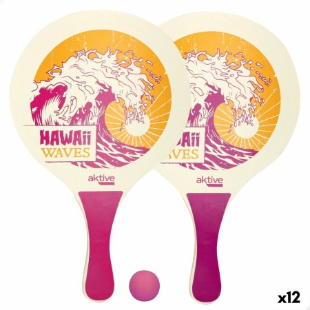 Palas de Playa con Pelota Aktive Hawai Madera 23,5 x 38 x 0,8 cm (12 Unidades) | Tienda24 - Global Online Shop Tienda24.eu