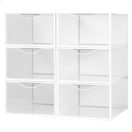 Stackable shoe box Max Home White 6 Units polypropylene ABS 23 x 14,5 x 33,5 cm | Tienda24 - Global Online Shop Tienda24.eu