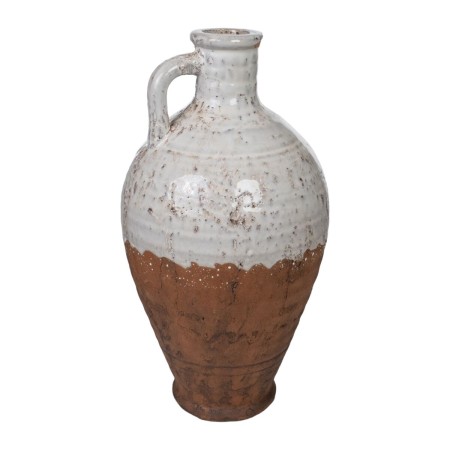 Vaso Romimex Branco Terracota Rústico 20 x 38 x 20 cm Com pega | Tienda24 Tienda24.eu