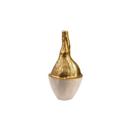 Vaso Romimex Branco/Dourado Alumínio 18 x 36 x 17 cm | Tienda24 Tienda24.eu