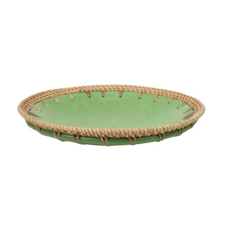 Centro de Mesa Romimex Verde Natural Cerámica Ratán 30 x 6 x 30 cm | Tienda24 Tienda24.eu