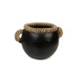 Planter Romimex Black Ceramic Rattan 25 x 17 x 20 cm With handles | Tienda24 Tienda24.eu