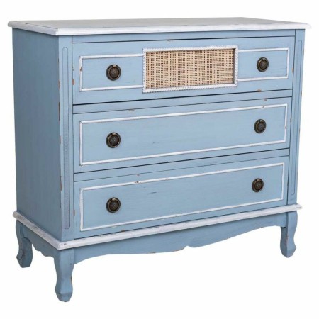 Commode Alexandra House Living Bleu Rotin Bois d'épicéa Bois MDF 38 x 80 x 90 cm | Tienda24 - Global Online Shop Tienda24.eu