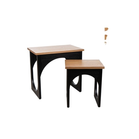 Tables set Romimex Black Natural MDF Wood 2 Pieces | Tienda24 Tienda24.eu