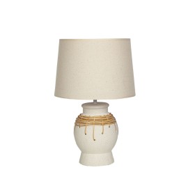 Desk lamp Home ESPRIT White Beige Stoneware 40 W 220 V 23 x 23 x 41 cm (2 Units) | Tienda24 Tienda24.eu