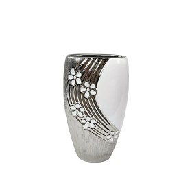 Vaso Romimex Prateado Porcelana 15 x 26 x 8 cm | Tienda24 Tienda24.eu