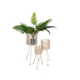 Plantador DKD Home Decor Natural Preto Metal Colonial Bambu (60 x 23.5 x 69 cm) | Tienda24 Tienda24.eu