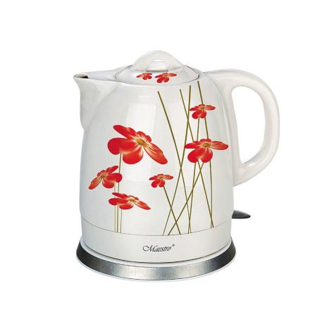 Fervedor de Água e Chaleira Elétrica Feel Maestro MR-066 Red Flowers Branco Vermelho Cerâmico 1200 W 1,5 L | Tienda24 - Global Online Shop Tienda24.eu