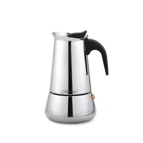 Italian Coffee Pot Feel Maestro MR-1660-4 Black Silver Stainless steel 18/10 200 ml 4 Cups by Feel Maestro, Stovetop Coffee M...