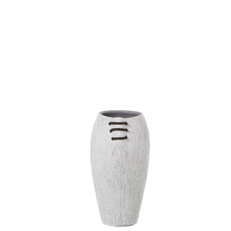 Vase Alexandra House Living Blanc Céramique Rayures 19 x 19 x 34 cm | Tienda24 Tienda24.eu