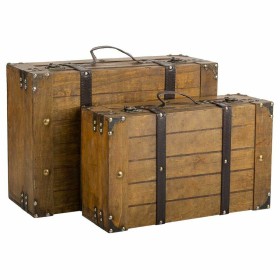 Jeu de valises Alexandra House Living Marron PVC Bois Métal Vintage 31 x 17 x 45 cm 40 x 24 x 13,5 cm Décoratif 2 Pièces de A...