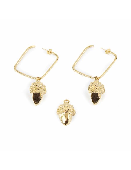 Pendientes Mujer Shabama Latón Bellota Bañado en flash dorado 3 cm | Tienda24 Tienda24.eu