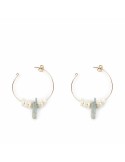 Pendientes Mujer Shabama Lao Latón Bañado en oro Perlas 4 cm | Tienda24 Tienda24.eu