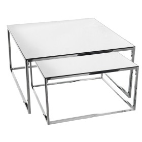 Beistelltisch DKD Home Decor Weiß natürlich Metall Tanne 61,5 x 61,5 x 51 cm | Tienda24 Tienda24.eu