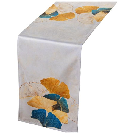 Table Runner Alexandra House Living Yellow Grey Textile 180 x 30 cm Velvet Ginkgo | Tienda24 Tienda24.eu