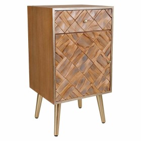 Mesita de Noche Home ESPRIT Negro Natural Madera de abeto Madera MDF 45 x 34 x 66 cm | Tienda24 Tienda24.eu