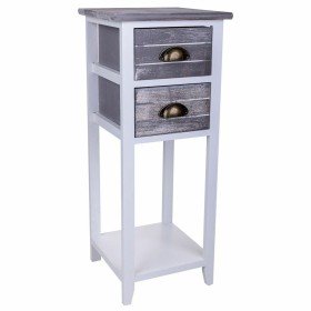 Mesa de Cabeceira DKD Home Decor Branco Castanho Acácia Madeira de mangueira 45 x 40 x 60 cm | Tienda24 Tienda24.eu