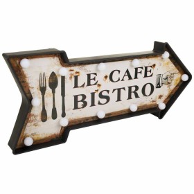 Placa de Parede Alexandra House Living Le Cafe Bistro Branco Ferro 27