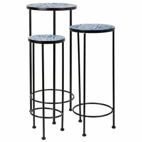 Flower Pot Stand Alexandra House Living Black Iron Tile 30 x 68 x 30 cm 3 Pieces | Tienda24 Tienda24.eu