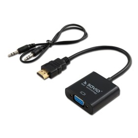 Adaptador HDMI a VGA con Audio Savio CL-23/B Negro 50 cm de Savio, Cables HDMI - Ref: S9115456, Precio: 8,58 €, Descuento: %