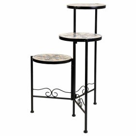 Flower Pot Stand Alexandra House Living Black Iron Tile 33 x 37 x 33 cm 3 Pieces | Tienda24 Tienda24.eu