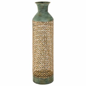 Vase Home ESPRIT Weiß Braun grün Steingut Pflanzenblatt 13 x 13 x 35 cm | Tienda24 Tienda24.eu