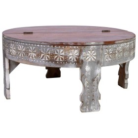 Table Basse Home ESPRIT Argenté Laiton Marbre 98 x 98 x 48 cm | Tienda24 Tienda24.eu