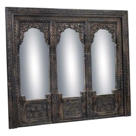 Wall mirror DKD Home Decor 58 x 2,5 x 86 cm Crystal White Indian Man MDF Wood Stripped | Tienda24 Tienda24.eu