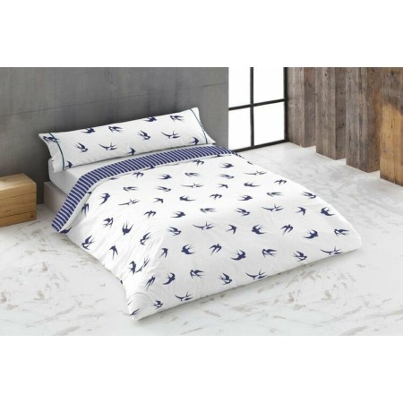 Parure de couette Hosteline GOLONDRINAS Bleu Lit king size 3 Pièces | Tienda24 Tienda24.eu